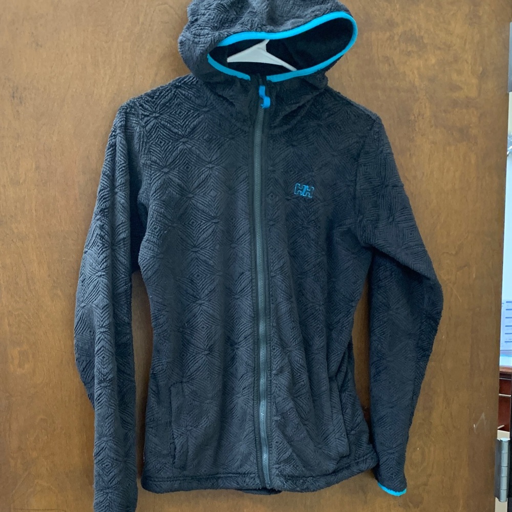 Black Helly Hansen Hooded Soft Shell Jacket Trail Coat Workwear S/P Hiking